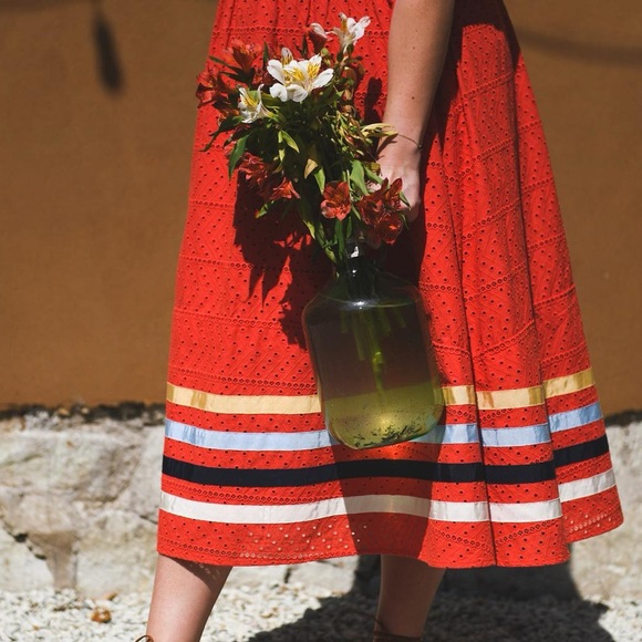 B.YELLOWTAIL Ribbon Smocked Midi Dress (S) - Picture 2 of 5